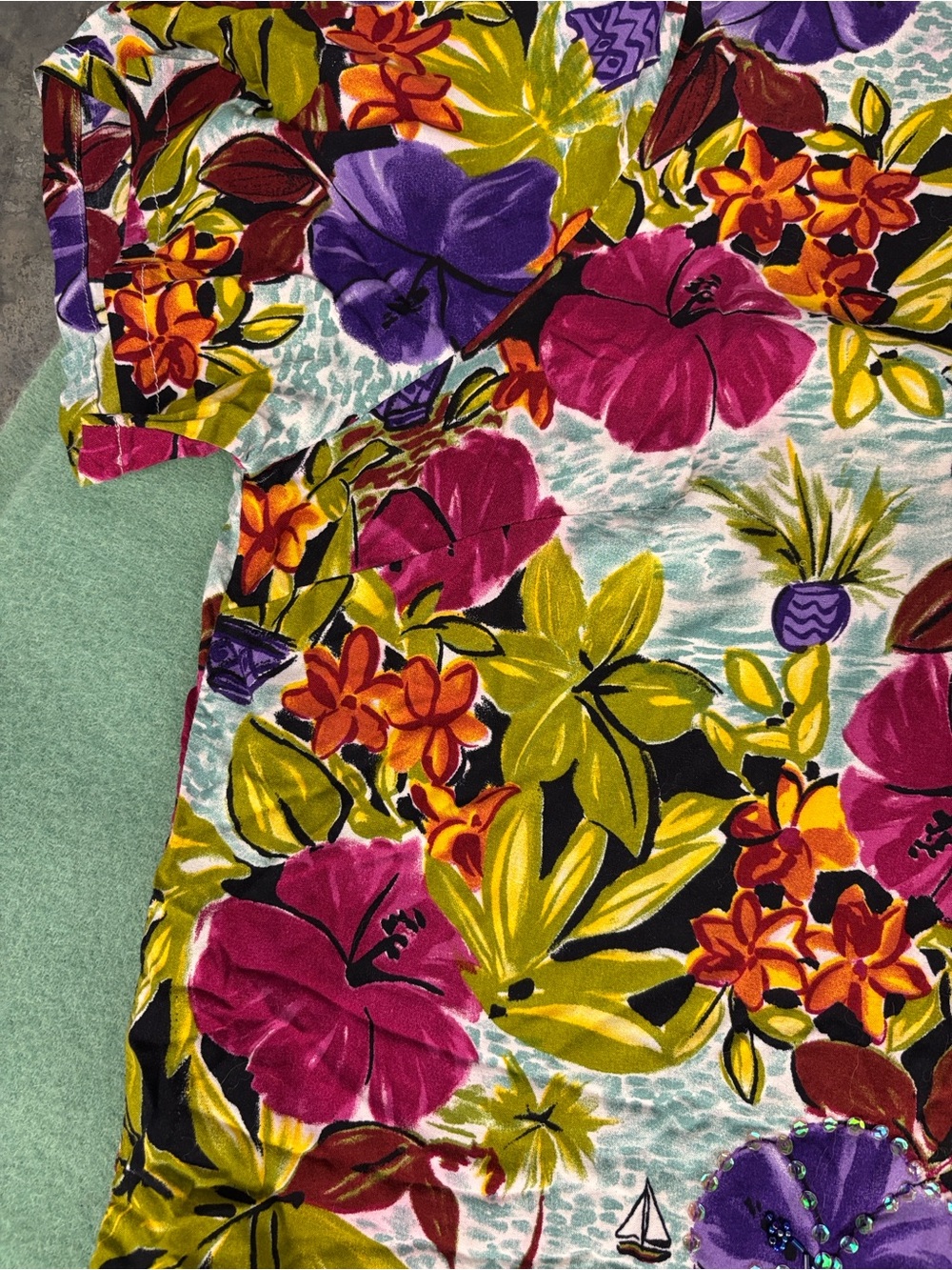 Liz & Me Floral Hawaiian Button-Up Shirt - Multicolor Bold Vibrant Tropical 3X - Picture 11 of 16